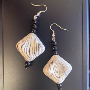 Black and white striped dangles